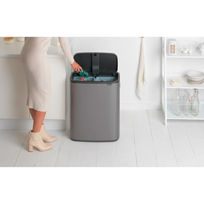 Мусорный бак Touch Bin Bo Brabantia, (2 х 30 л), Платиновый от магазина Бери-Неси.ру