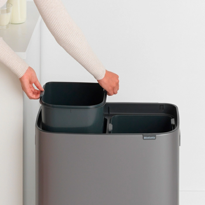 Мусорный бак Touch Bin Bo Brabantia, (2 х 30 л), Платиновый от магазина Бери-Неси.ру