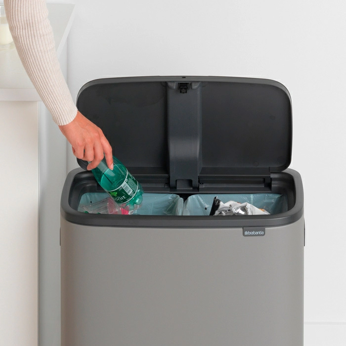 Мусорный бак Touch Bin Bo Brabantia, (2 х 30 л), Минерально-серый от магазина Бери-Неси.ру