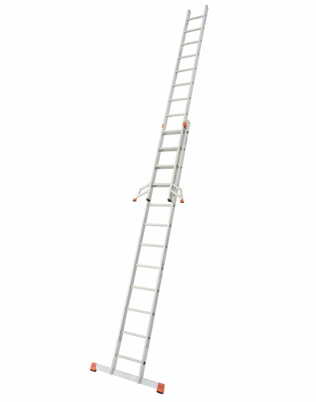 Алюминиевая двухсекционная профессиональная лестница 3210 выдвижная с тросом 2x10 от магазина Бери-Неси.ру