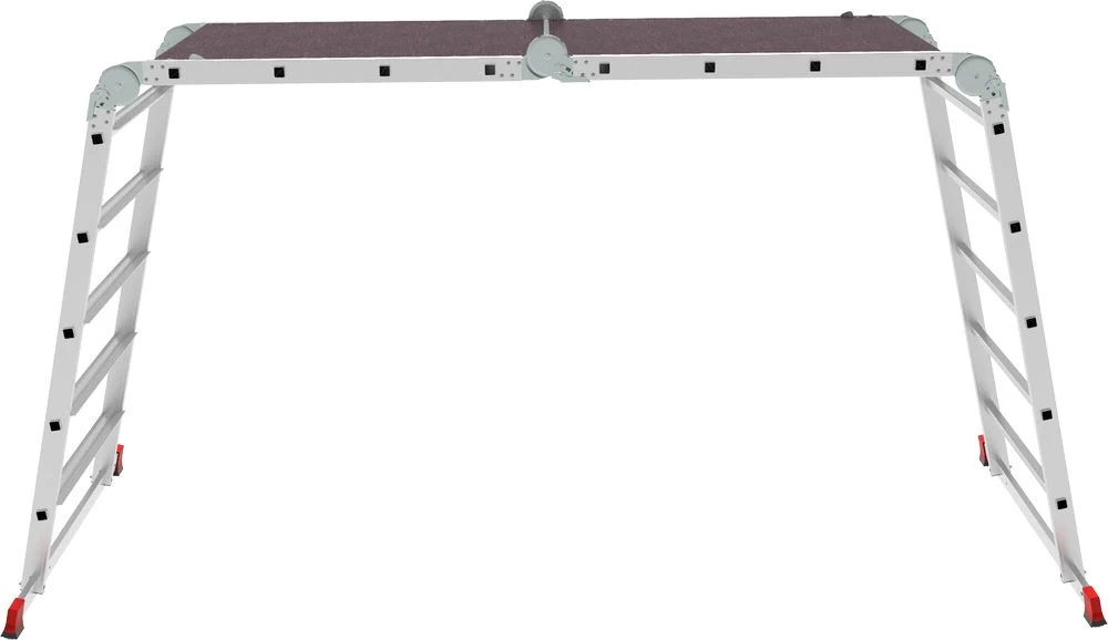Профессиональная алюминиевая лестница-трансформер с развальцованными ступенями и помостом, ширина 800 мм NV3336 НОВАЯ ВЫСОТА 2Х4+2Х5 арт.3336245 от магазина Бери-Неси.ру