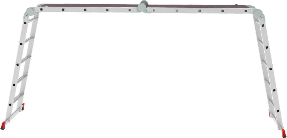 Профессиональная алюминиевая лестница-трансформер НОВАЯ ВЫСОТА с развальцованными ступенями и помостом, ширина 500 мм NV3334 4Х5 от магазина Бери-Неси.ру
