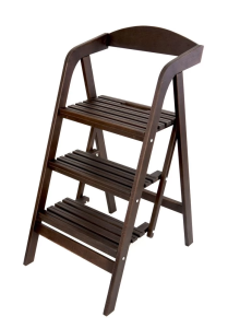 Стремянка-стул деревянная с широкими ступенями Hoz-Block Микки-Трон 3 ступени Венге