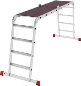 Профессиональная алюминиевая лестница-трансформер с развальцованными ступенями и помостом, ширина 500 мм NV3334 НОВАЯ ВЫСОТА 4Х4 арт.3334404