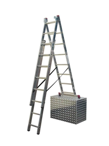 Лестница алюминиевая трехсекционая с допфункцией KRAUSE CORDA 3х8 арт.013385