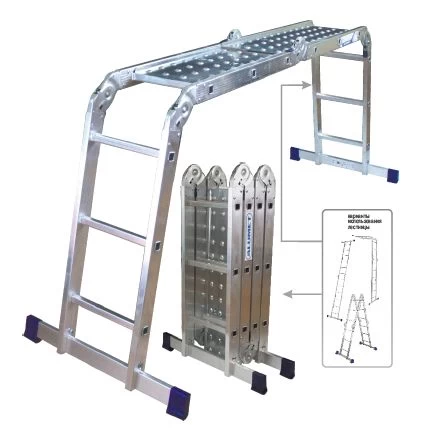 Алюминиевая четырехсекционная шарнирная лестница трансформер c платформой TL4033 SP АЛЮМЕТ от магазина Бери-Неси.ру